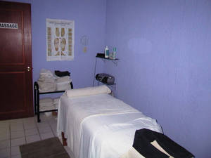 The massage room, quiet, peaceful, and tranquil.