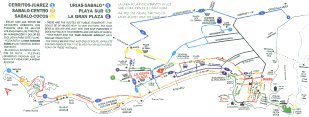 A map of the bus routes of Mazatlán. Six different routes are featured, and the map covers a large area. (11.8K) 