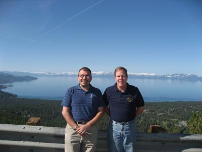 Juan Antonio and Henry, standing above Lake Tahoe