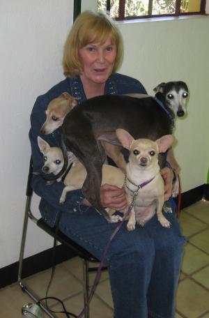 Nadine with our babys at our home away from home, the vets office