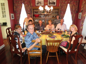 The Reno gang, having dinner at Mike and Barbara's house