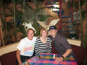 Chance, Nadine, and Henry at Bruno's restaurant